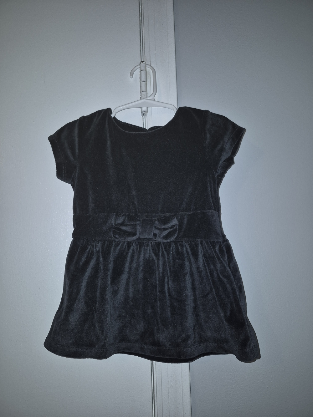 Carter's 3T Black Velvet Bow Waist Short Sleeve Dress